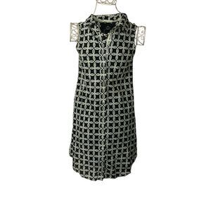 Beautiful  Cino Women's Dress green and blue geometric design Button Sleeveless
